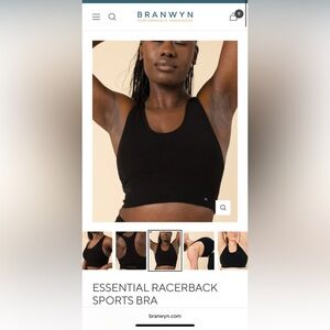 Branwyn Merino Wool race back Black Sports Bra